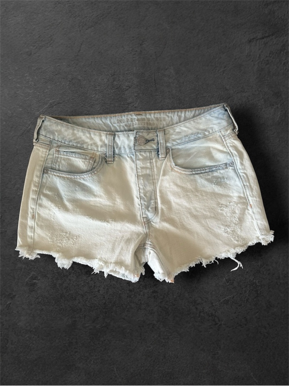 American Eagle Light Blue Distressed Button-Up Denim Cutoff Shorts 6